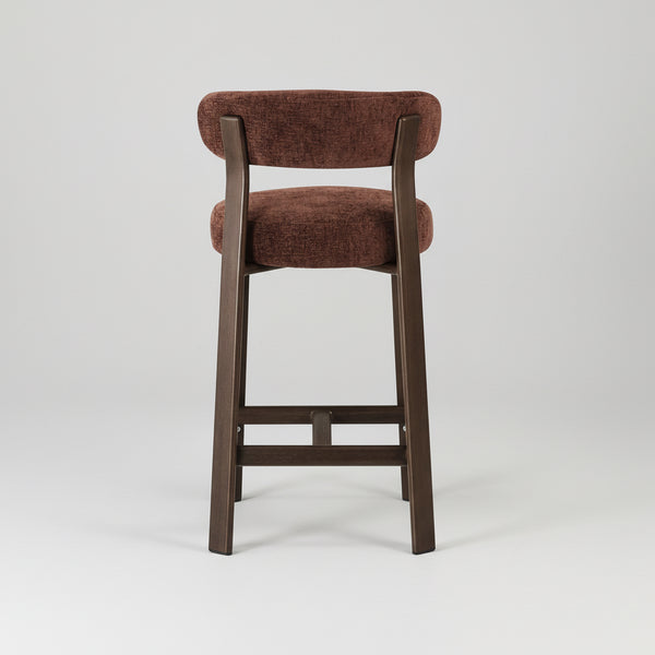 Avila : Bar Stool Walnut Frame with Rust Fabric
