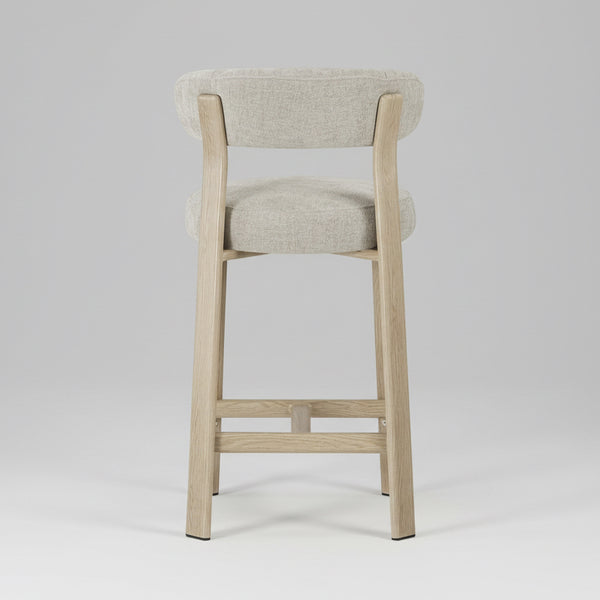 Avila : Bar Stool Natural Frame Beige Fabric