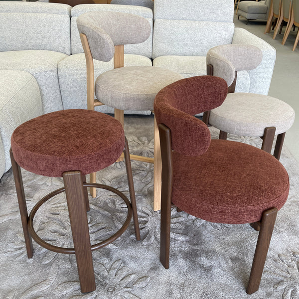 Bergan : Bar Stool Walnut Frame Beige Fabric