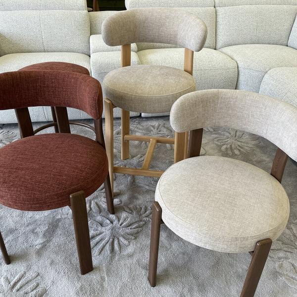 Bergan : Bar Stool Walnut Frame Beige Fabric