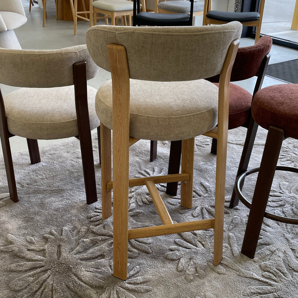 Bergan : Bar Stool Walnut Frame Beige Fabric