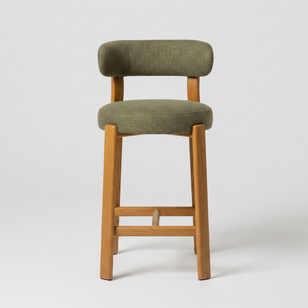 Avila : Bar Stool Natural Frame Forrest Fabric