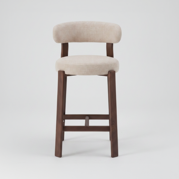 Avila : Bar Stool Walnut Frame with Beige Fabric