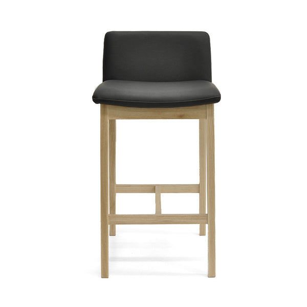 Bailey : Bar Stool Ash Frame with Black Leather