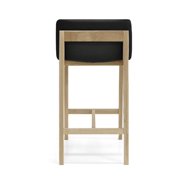 Bailey : Bar Stool Ash Frame with Black Leather