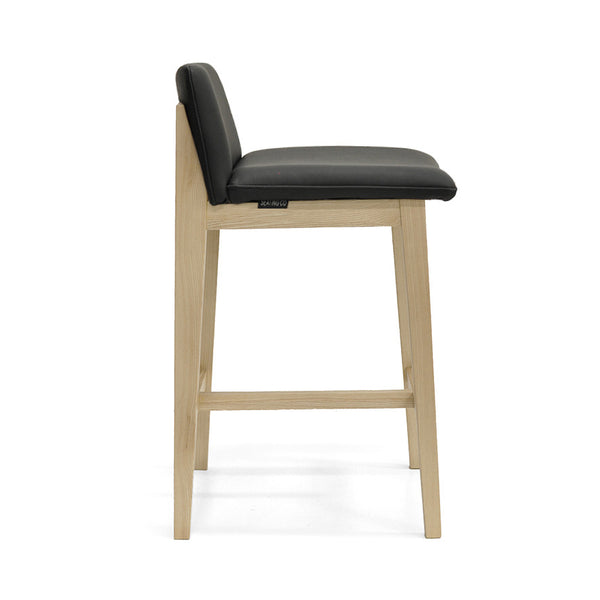 Bailey : Bar Stool Ash Frame with Black Leather