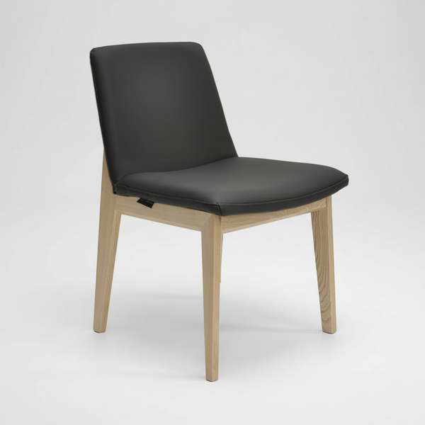 Bailey : Dining Chair Ash Frame with Black Leather