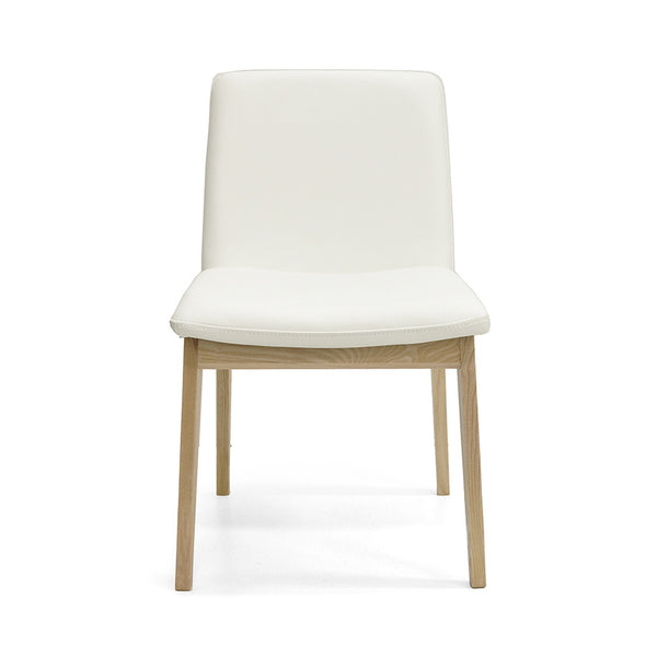 Bailey : Dining Chair Ash Frame with White Leather
