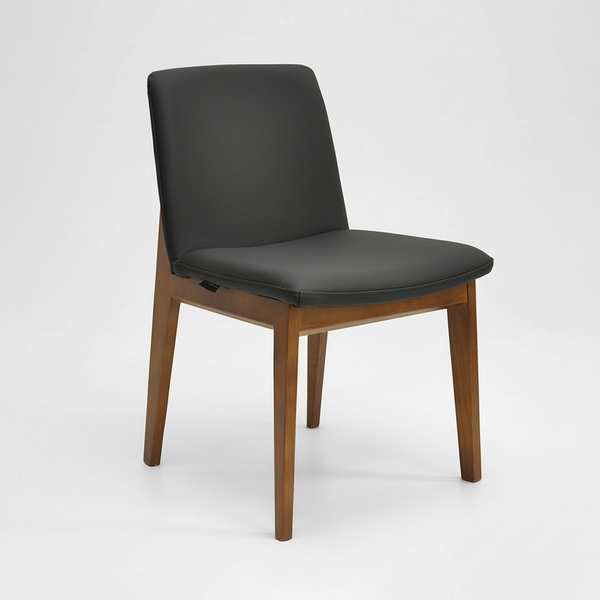 Bailey : Dining Chair Walnut Frame with Black Leather