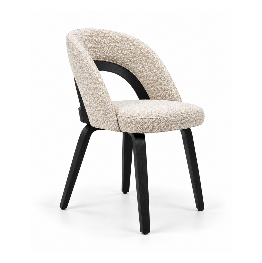 Mina Dining Chair | Beige Fabric | Black Frame