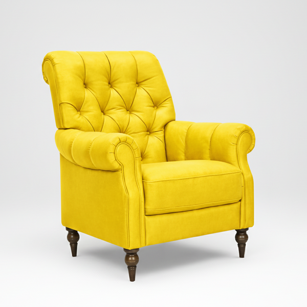 Oxford : Chesterfield Sofa & Belmont Accent Chair in Lemon Velvet