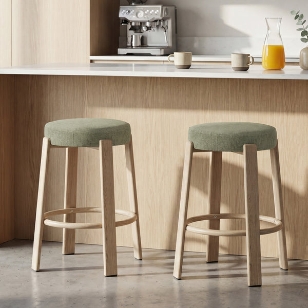 Bergan : Bar Stool Natural Frame Forrest Fabric