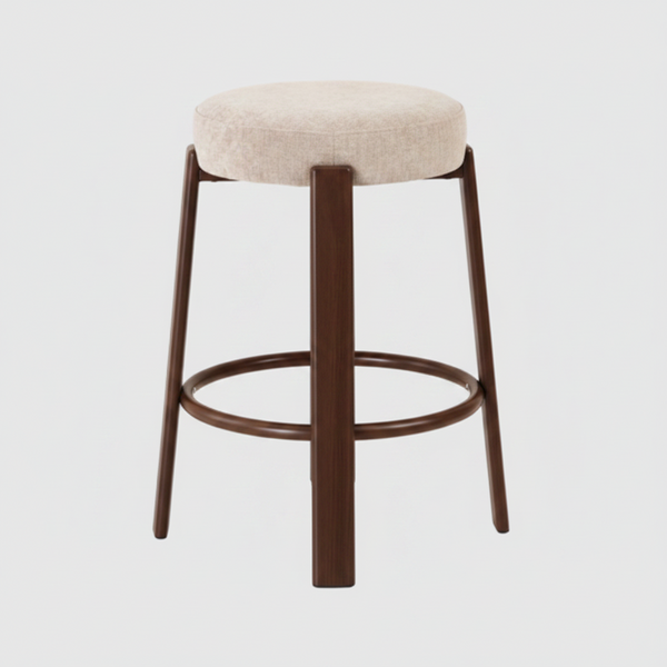 Bergan : Bar Stool Walnut Frame Beige Fabric