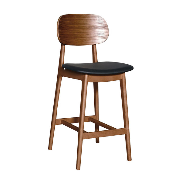 Bowi : Bar Stool Light Walnut Timber - Upholstered Seat