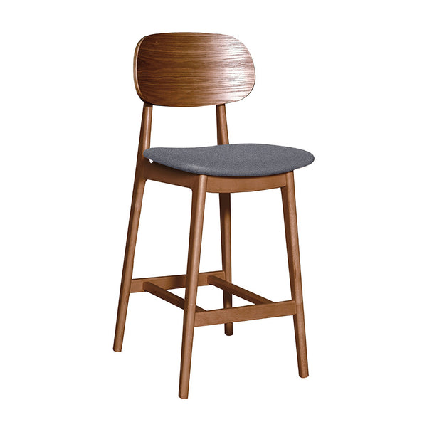 Bowi : Bar Stool Light Walnut Timber - Upholstered Seat