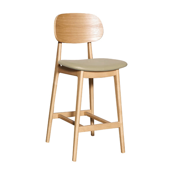 Bowi : Bar Stool Natural Timber - Upholstered Seat