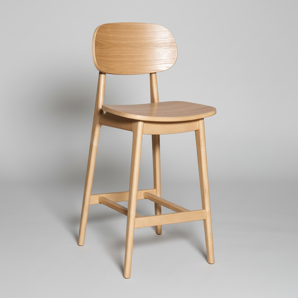 Bowi : Bar Stool Natural Timber Seat
