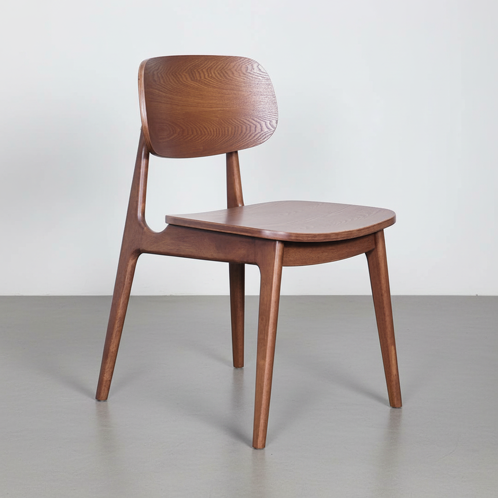 Bowi : Dining Chair Solid Seat Light Walnut