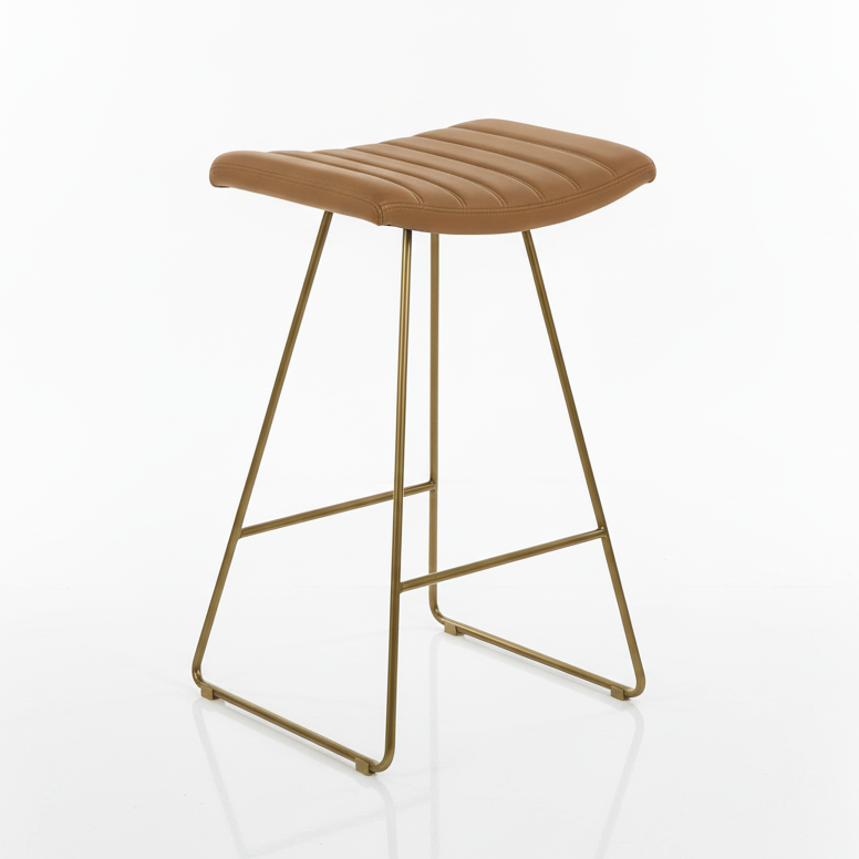 Bindi : Bar Stool Brass Frame Seat colour: Black, White, Grey, Olive, Tan PU