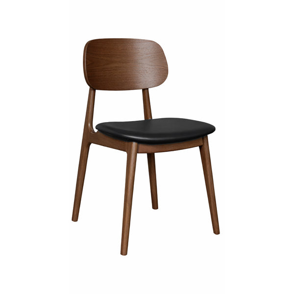 Bowi : Dining Chair Light Walnut Frame Black Seat