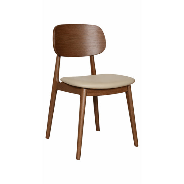 Bowi : Dining Chair Light Walnut Frame Black Seat
