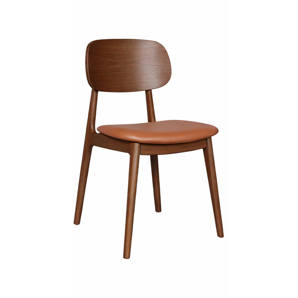 Bowi : Dining Chair Light Walnut Frame Black Seat