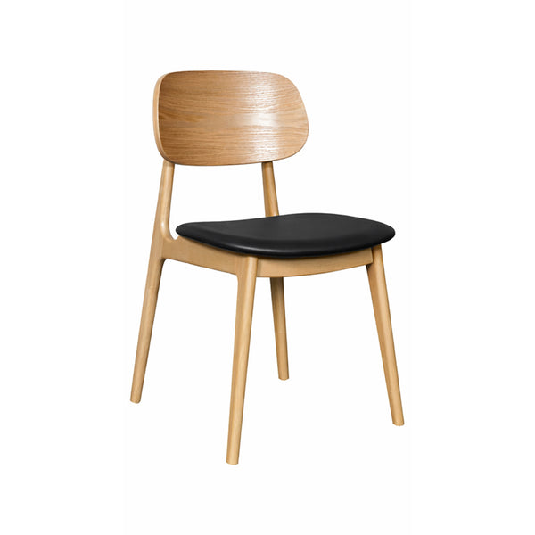 Bowi : Dining Chair Natural Frame Black Seat
