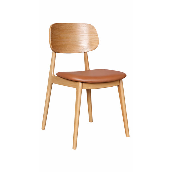 Bowi : Dining Chair Natural Frame Cognac Seat