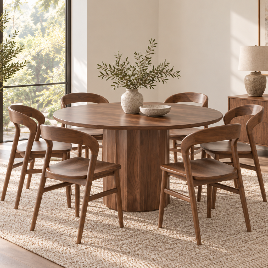 Brandon : Round Dining Table Walnut