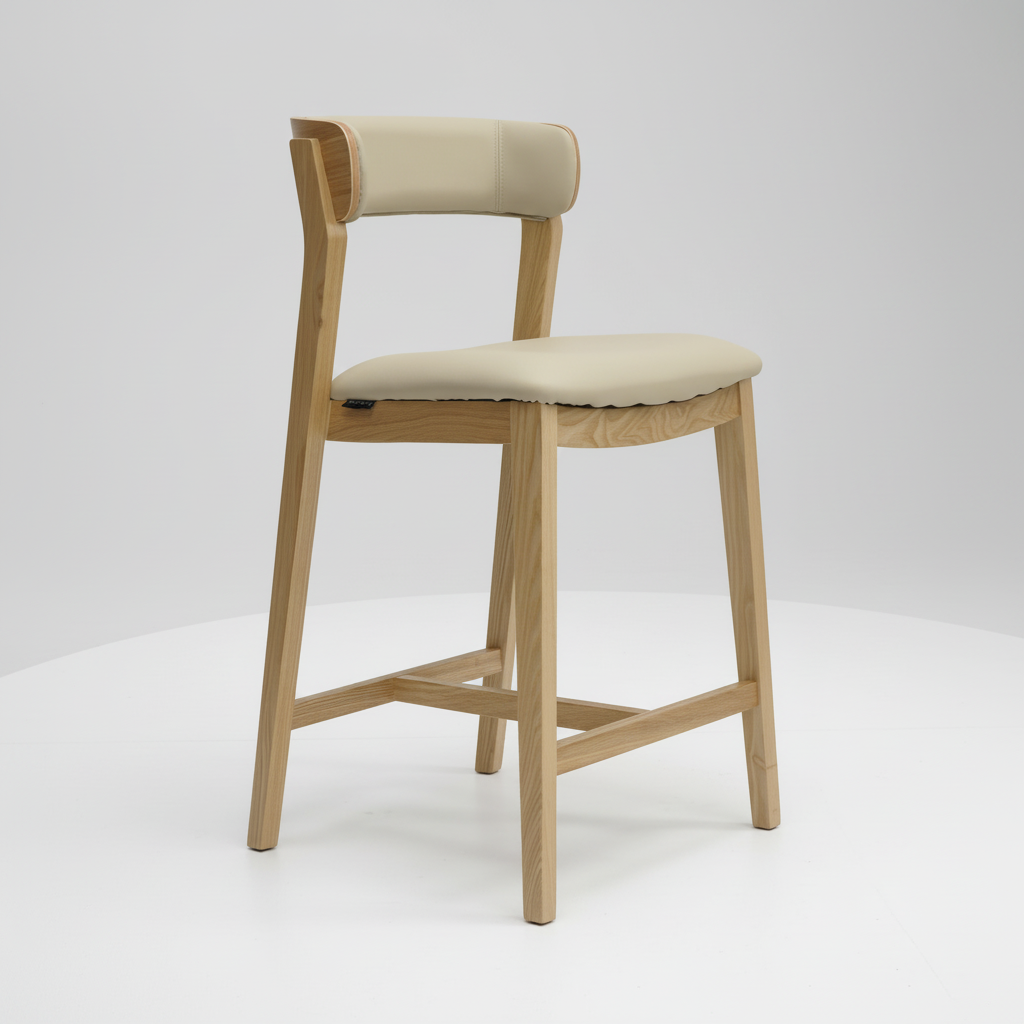 Caitlin : Bar Stool Ash Frame with Clay Leather