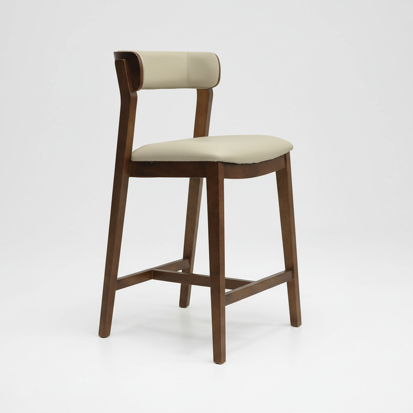 Caitlin : Bar Stool Walnut Ash Frame with Clay Leather