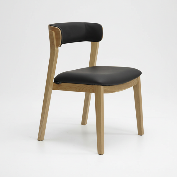 Caitlin : Dining Chair Ash Frame with Black Leather