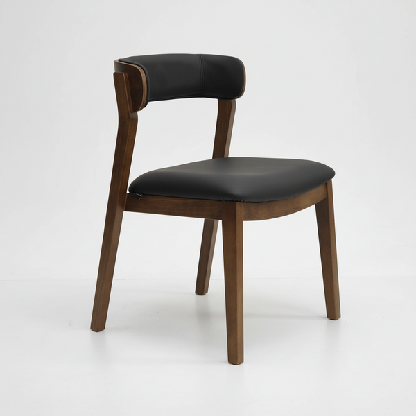 Caitlin : Dining Chair Walnut Frame with Black Leather