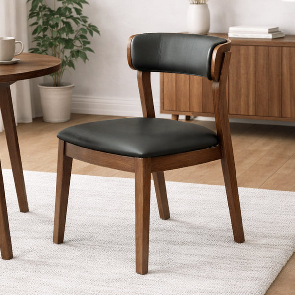 Caitlin : Dining Chair Walnut Frame with Black Leather