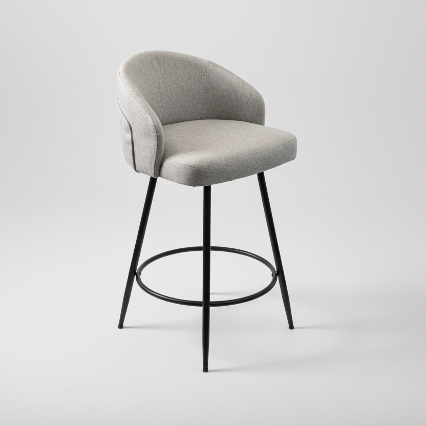 Carey : Bar Stool Grey Fabric