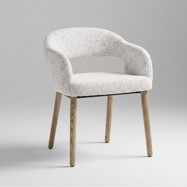 Carlo : Dining Chair Sand Fabric Brown Oak Leg