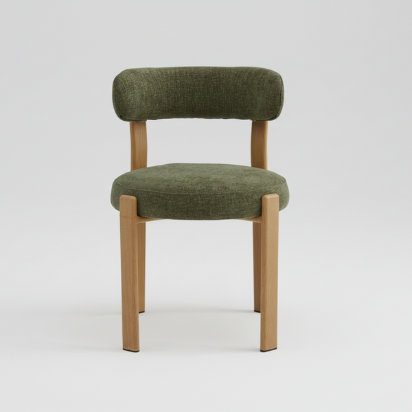 Carmo: Dining Chair Natural - Olive Fabric