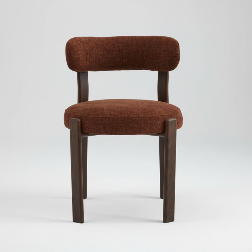 Carmo: Dining Chair Walnut - Rust Fabric