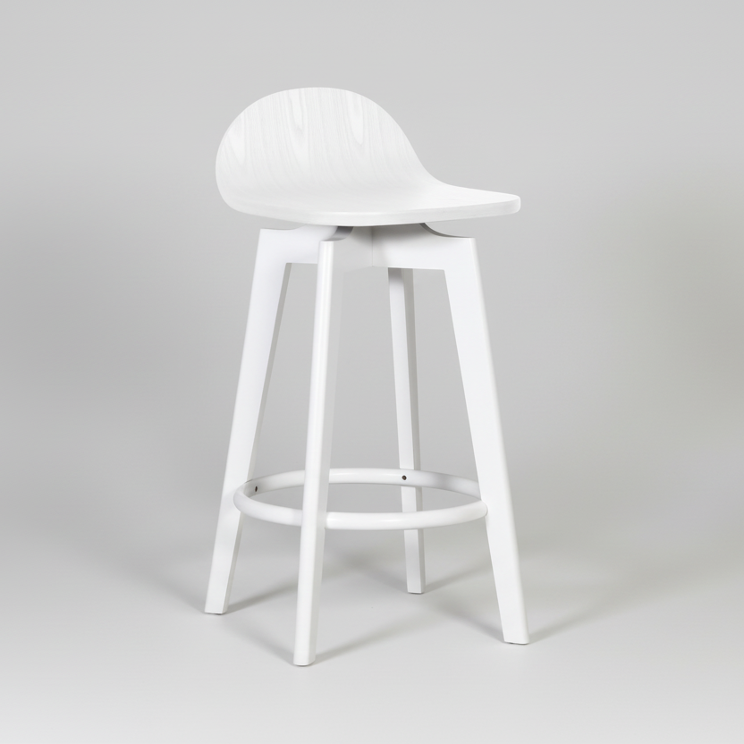 Caulfield : Bar Stool Solid Seat White