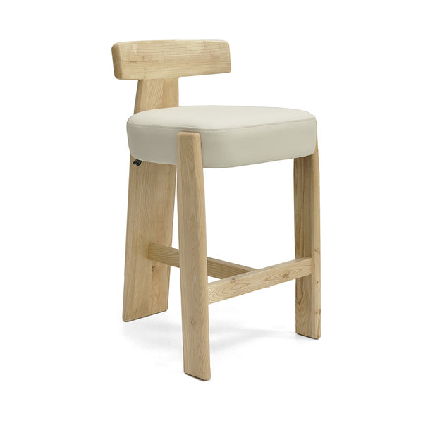 Chloe : Bar Stool Ash Frame with Lamb Leather