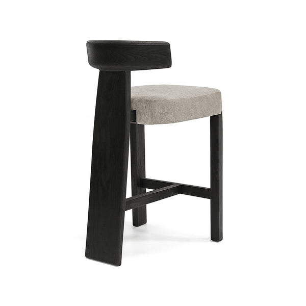Chloe : Bar Stool Black Frame Fusion with Stone Fabric
