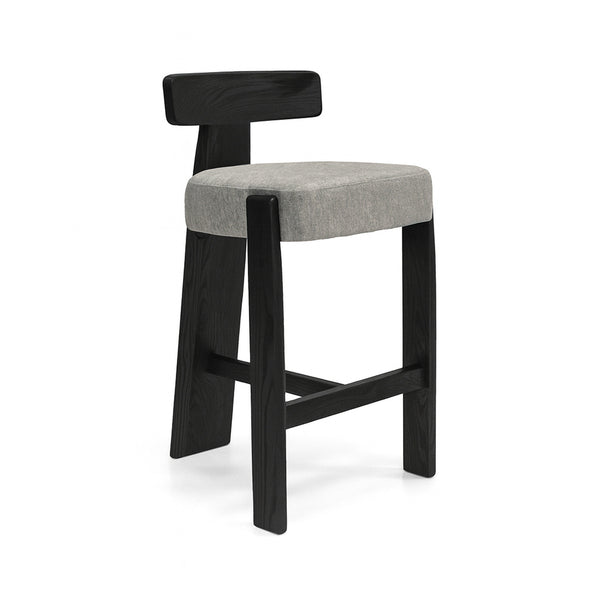 Chloe : Bar Stool Black Frame Fusion with Stone Fabric