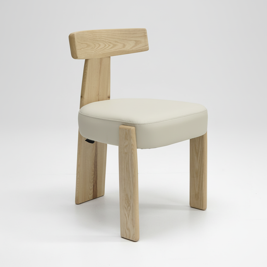 Chloe : Dining Chair Ash Frame with Lamb Leather