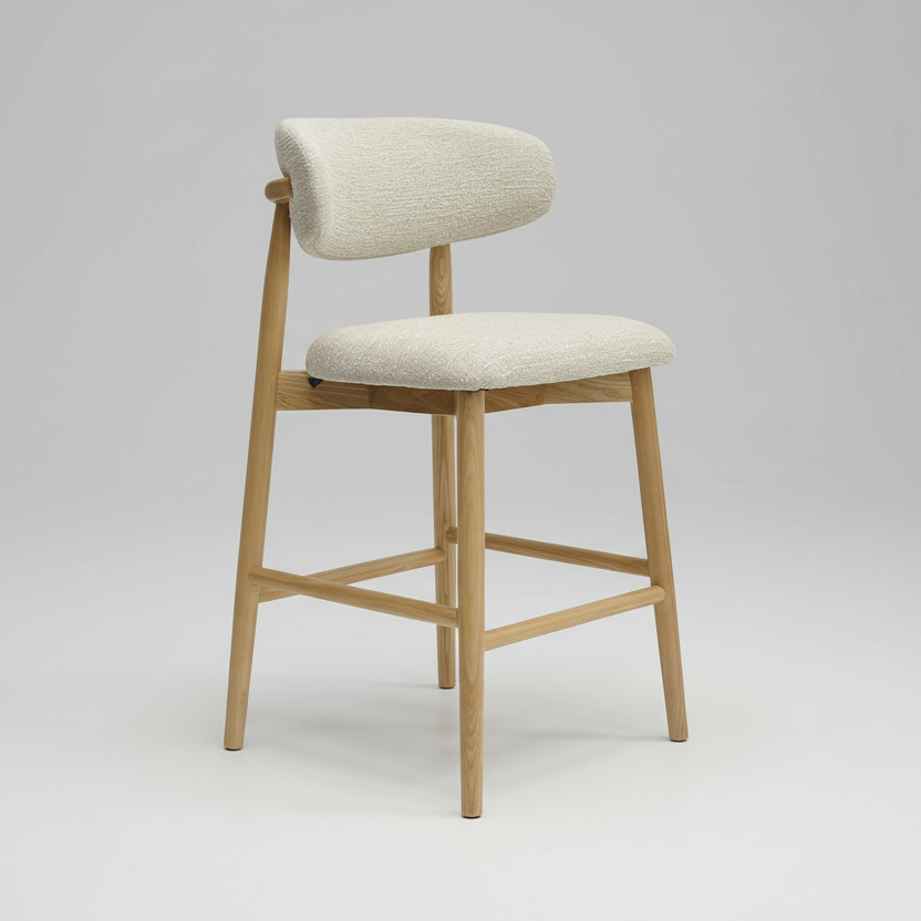 Cleo : Bar Stool Ash Frame with Canyon Fog Fabric
