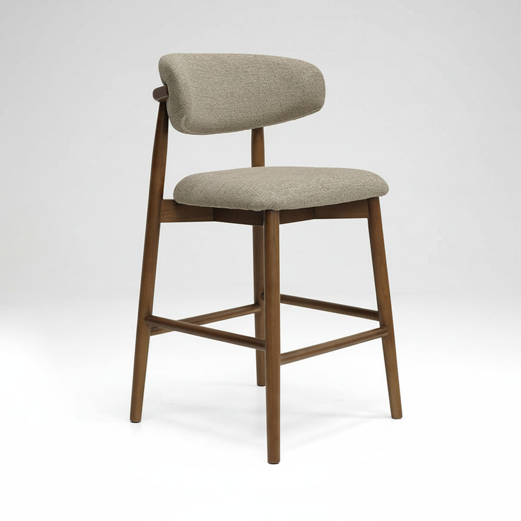 Cleo : Bar Stool Walnut Frame with Canyon Taupe Fabric