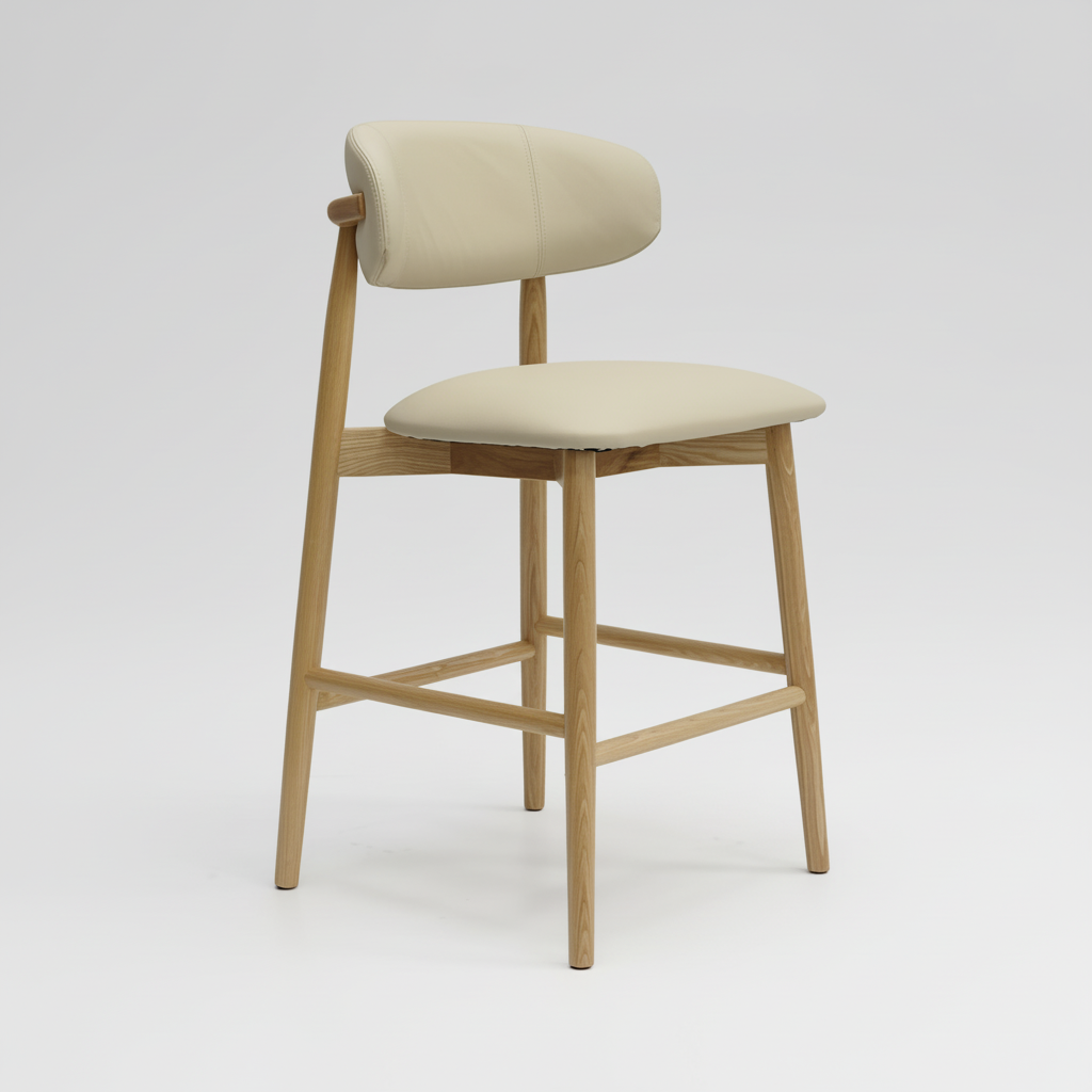 Cleo : Bar Stool Ash Frame with Mouton Leather