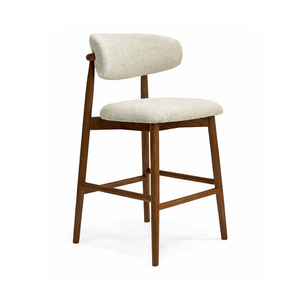 Cleo : Bar Stool Walnut Frame with Canyon Fog Fabric