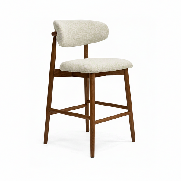 Cleo : Bar Stool Walnut Frame with Canyon Fog Fabric