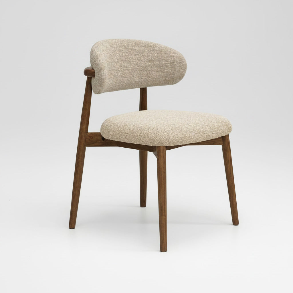 Cleo : Dining Chair Walnut Frame with Canyon Fog Fabric
