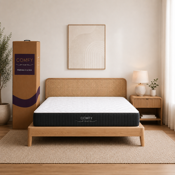 Comfy Double Queen Mattress in Box Pocket Springs Medium Firm Comfort Edge Support Lifestyle Image